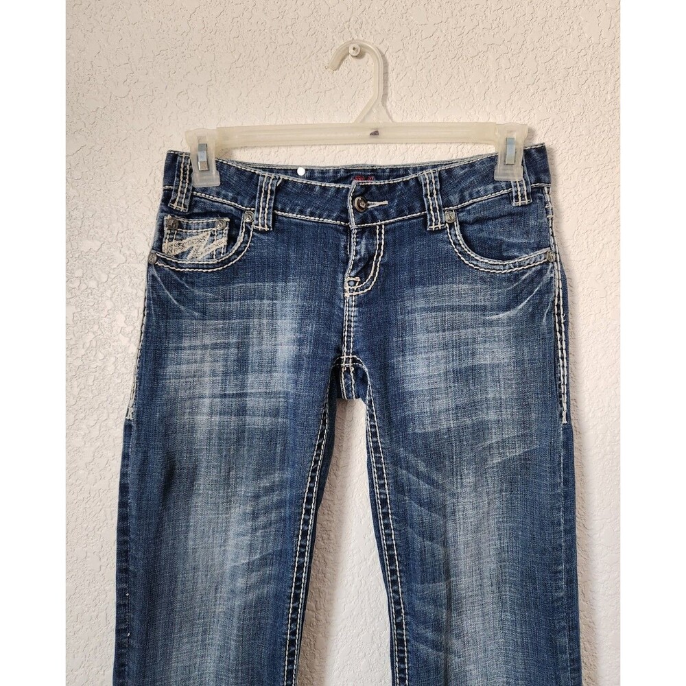 Womens ROCK &N ROLL Cowgirl Low Rise Regular Jeans Size 28X32 Dark Wash Denim